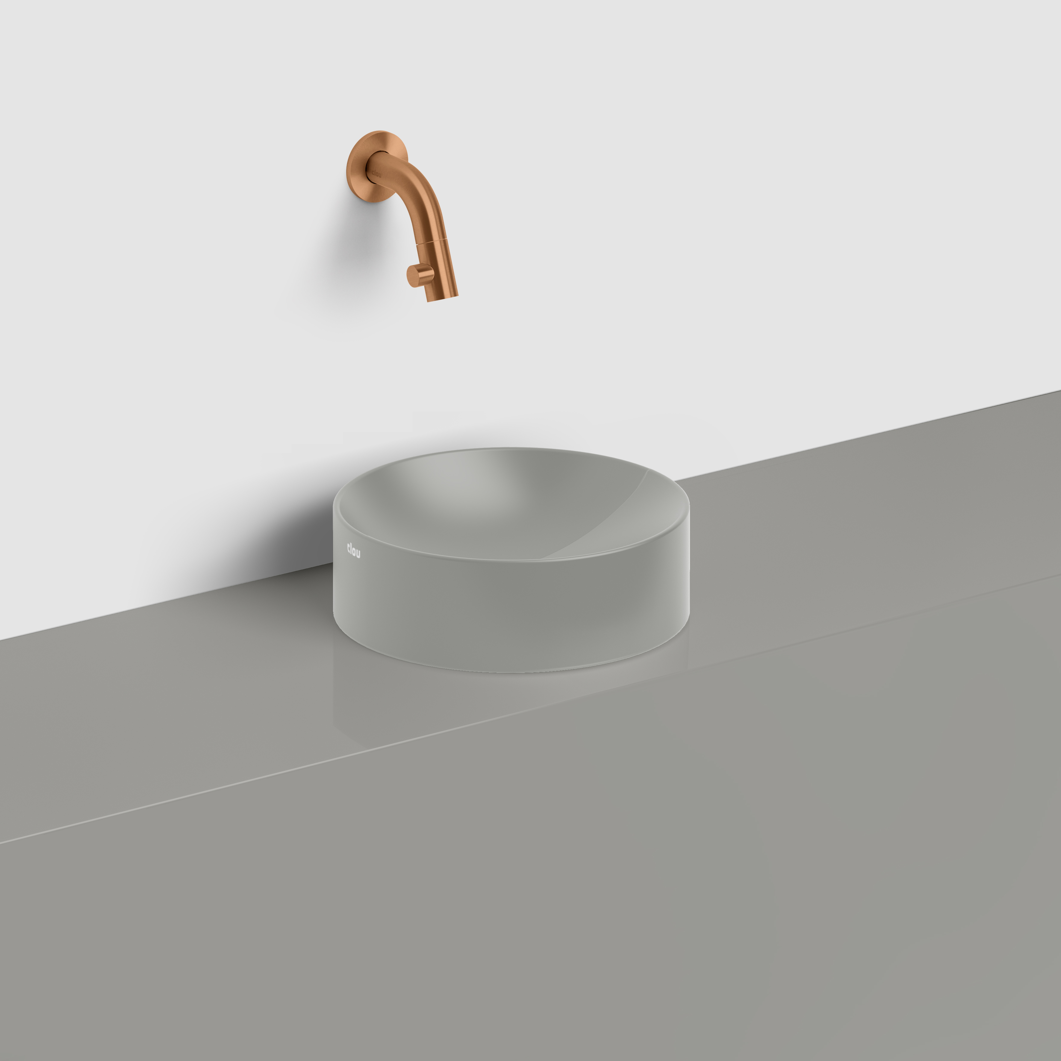 Clou Vale fontein, ø22 cm, zonder kranenbank, mat grijs keramiek